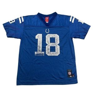Reebok Indianapolis Colts Jersey Boys XL (18-20) #18 Payton Manning Blue White